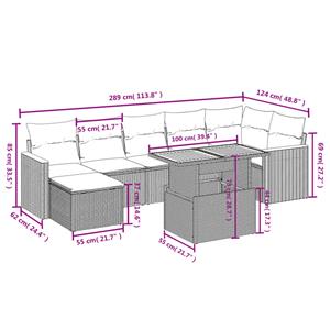 vidaXL 8-delige Loungeset met kussens poly rattan zwart