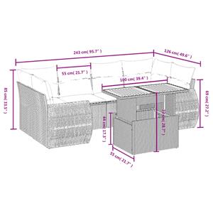 vidaXL 7-delige Loungeset met kussens poly rattan zwart