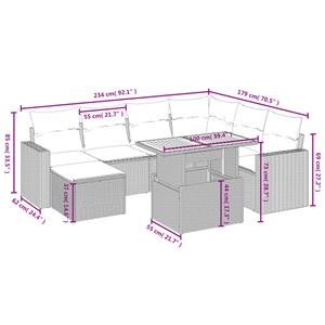 vidaXL 8-delige Loungeset met kussens poly rattan zwart