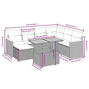 vidaXL 8-delige Loungeset met kussens poly rattan zwart