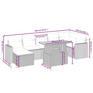 vidaXL 8-delige Loungeset met kussens poly rattan zwart