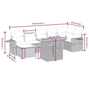 vidaXL 8-delige Loungeset met kussens poly rattan zwart