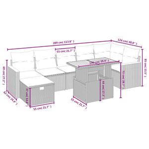 vidaXL 8-delige Loungeset met kussens poly rattan zwart