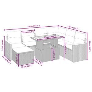 vidaXL 8-delige Loungeset met kussens poly rattan zwart