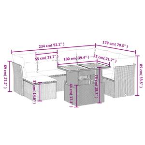 vidaXL 8-delige Loungeset met kussens poly rattan zwart