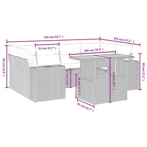 vidaXL 7-delige Loungeset met kussens poly rattan zwart