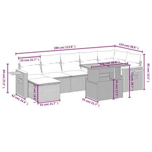 vidaXL 8-delige Loungeset met kussens poly rattan zwart