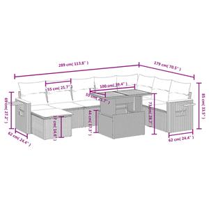 vidaXL 8-delige Loungeset met kussens poly rattan zwart