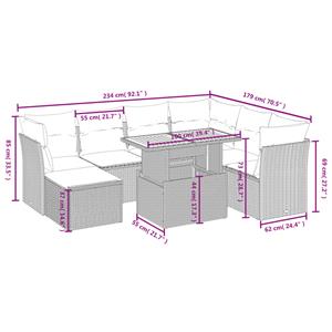 vidaXL 8-delige Loungeset met kussens poly rattan zwart