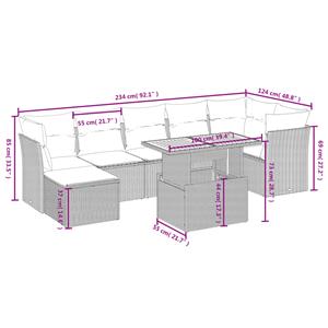 vidaXL 8-delige Loungeset met kussens poly rattan zwart