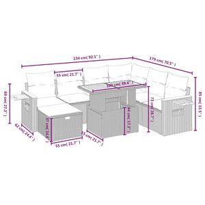 vidaXL 8-delige Loungeset met kussens poly rattan zwart