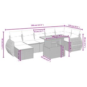 vidaXL 8-delige Loungeset met kussens poly rattan zwart