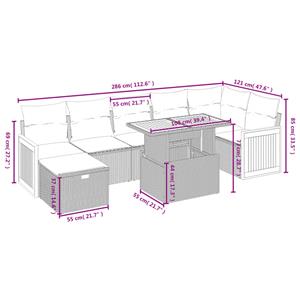 vidaXL 8-delige Loungeset met kussens poly rattan zwart