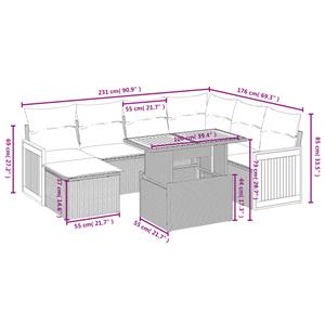 vidaXL 8-delige Loungeset met kussens poly rattan zwart