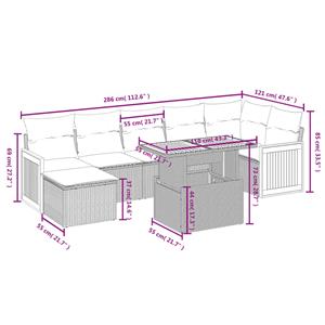 vidaXL 8-delige Loungeset met kussens poly rattan zwart