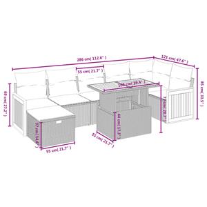 vidaXL 8-delige Loungeset met kussens poly rattan zwart