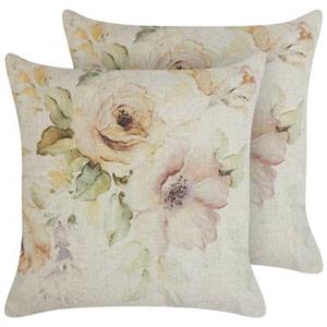 Beliani ZAHRIYE-Sierkussens set van 2-Beige-45 x 45 cm-Polyester