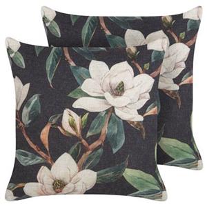 Beliani ZAHRIYE-Sierkussens set van 2-Zwart-45 x 45 cm-Polyester