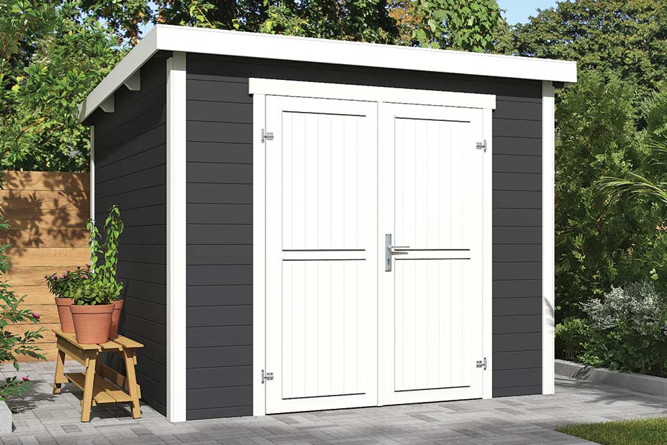 Outdoor Life Products | Tuinhuis Mila 250 x 250 | Gecoat | Carbon Grey-Wit