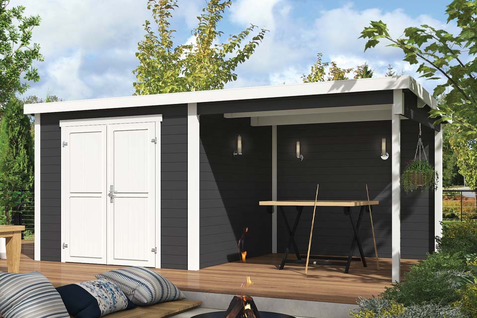 Outdoor Life Products | Tuinhuis Lars 500 x 250 | Gecoat | Carbon Grey-Wit