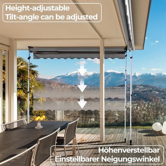 Jago  balkon luifel - markies - zonwering balkon - klemzonnescherm antraciet - 400 cm breed