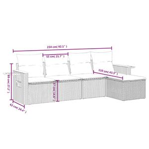 vidaXL 5-delige Loungeset met kussens poly rattan zwart