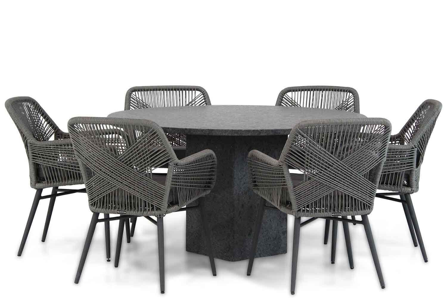 Lifestyle Garden Furniture Lifestyle Advance/Graniet 140 cm dining tuinset 7-delig