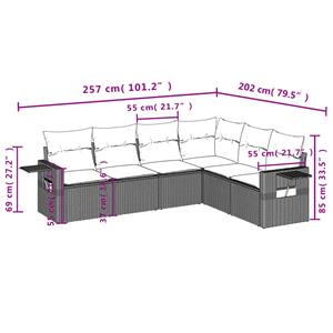 vidaXL 6-delige Loungeset met kussens poly rattan bruin