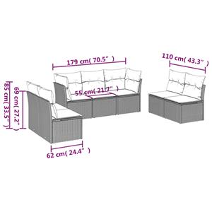 vidaXL 7-delige Loungeset met kussens poly rattan bruin