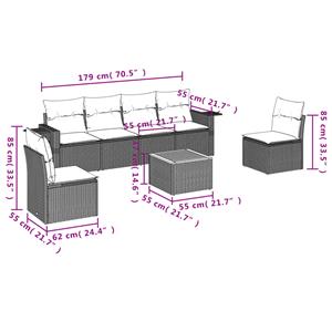 vidaXL 7-delige Loungeset met kussens poly rattan zwart