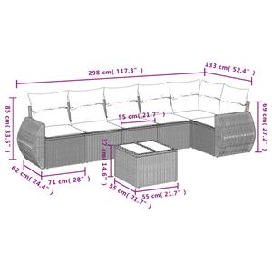 vidaXL 7-delige Loungeset met kussens poly rattan zwart