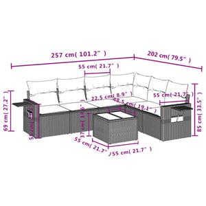 vidaXL 7-delige Loungeset met kussens poly rattan zwart