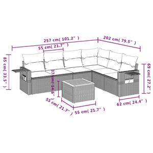 vidaXL 7-delige Loungeset met kussens poly rattan zwart