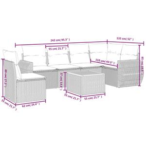 vidaXL 7-delige Loungeset met kussens poly rattan zwart