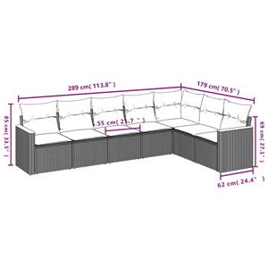 vidaXL 7-delige Loungeset met kussens poly rattan zwart