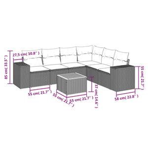 vidaXL 7-delige Loungeset met kussens poly rattan zwart