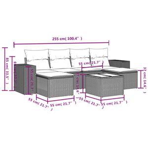 vidaXL 7-delige Loungeset met kussens poly rattan zwart