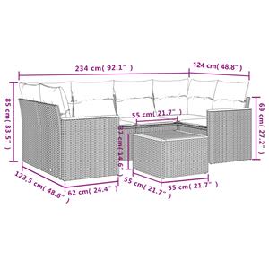 vidaXL 7-delige Loungeset met kussens poly rattan zwart