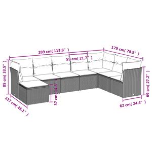 vidaXL 8-delige Loungeset met kussens poly rattan zwart