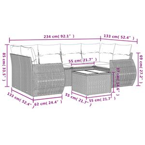 vidaXL 7-delige Loungeset met kussens poly rattan zwart