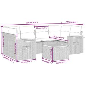 vidaXL 7-delige Loungeset met kussens poly rattan zwart