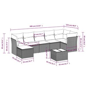 vidaXL 8-delige Loungeset met kussens poly rattan zwart