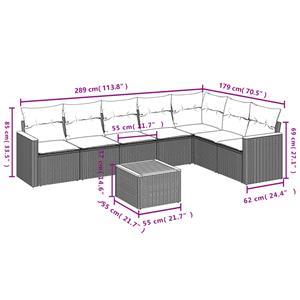 vidaXL 8-delige Loungeset met kussens poly rattan zwart