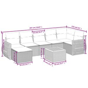 vidaXL 8-delige Loungeset met kussens poly rattan zwart