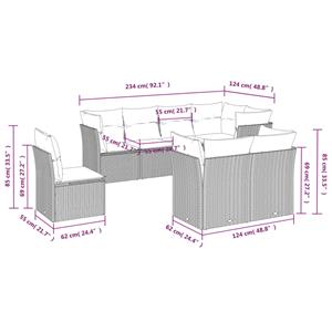 vidaXL 8-delige Loungeset met kussens poly rattan zwart