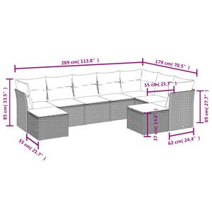 vidaXL 9-delige Loungeset met kussens poly rattan bruin