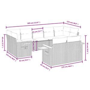 vidaXL 9-delige Loungeset met kussens poly rattan zwart