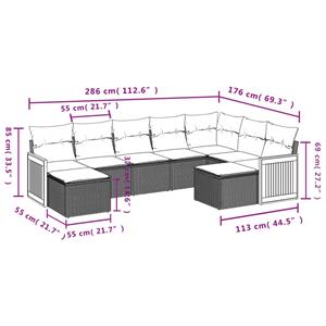 vidaXL 9-delige Loungeset met kussens poly rattan zwart