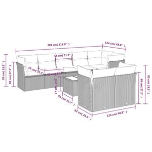 vidaXL 9-delige Loungeset met kussens poly rattan zwart