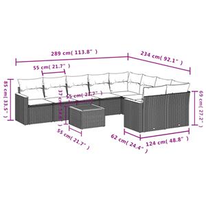 vidaXL 10-delige Loungeset met kussens poly rattan zwart